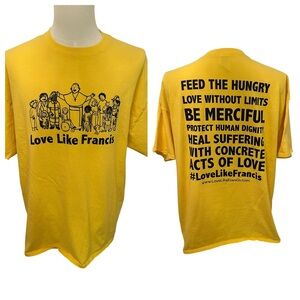 Love Like Francis TShirt Ylw 2XL Christian‎ Pope Francis Faith-Based Streetwear